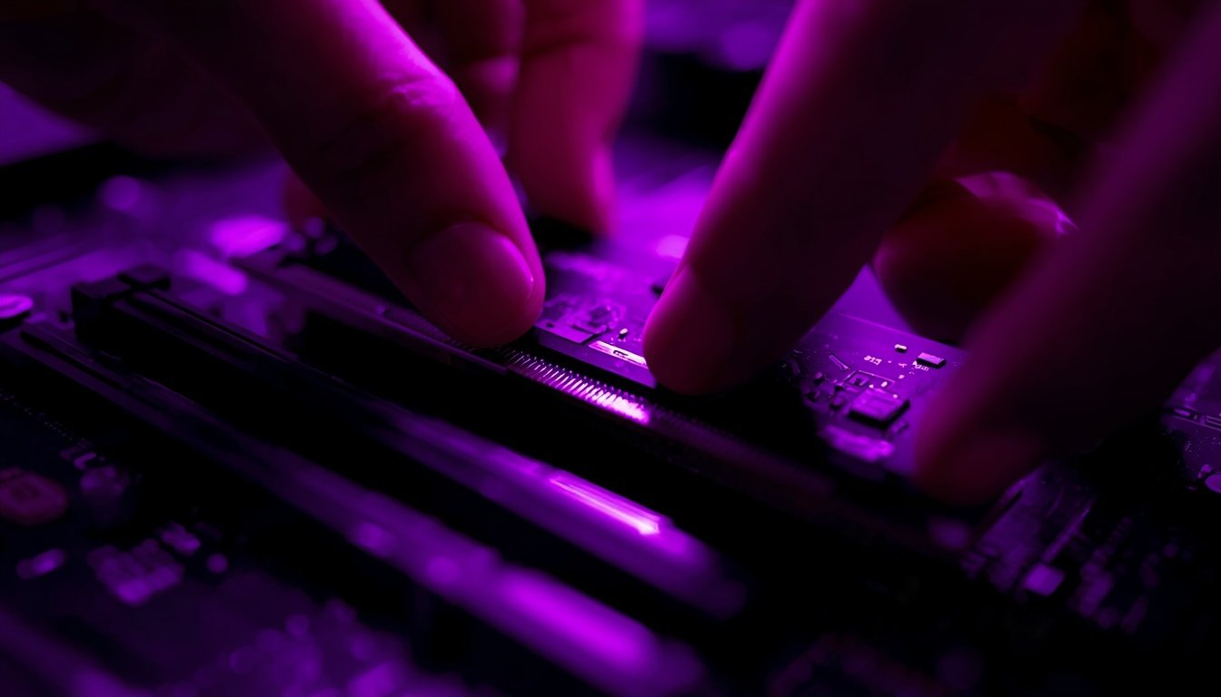 Instalando pente de memória RAM no PC durante a crise da memória RAM