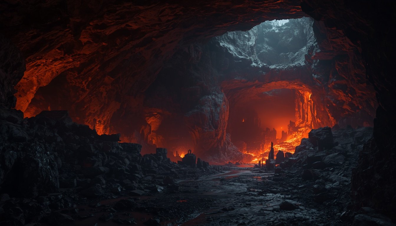 Cavernas subterrâneas iluminadas, clima de Gears of War E-Day