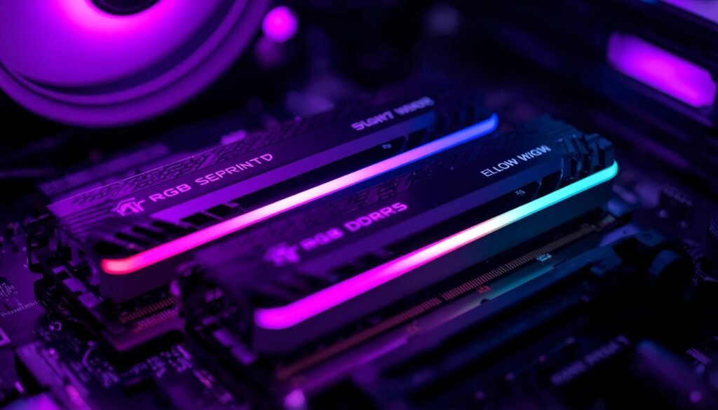 Memória RAM para jogos sendo instalada na placa-mãe de um PC gamer