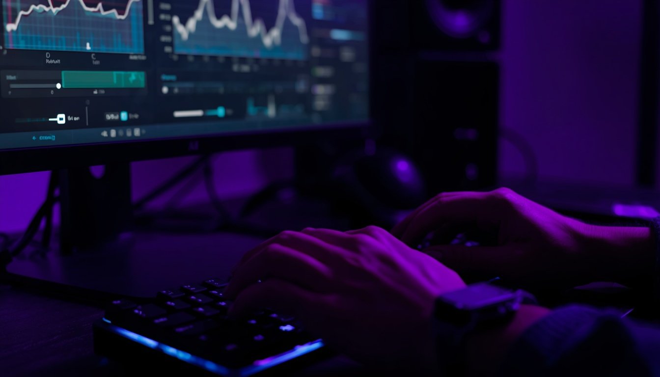 Mãos ajustando configurações de desempenho do Windows 11 no PC