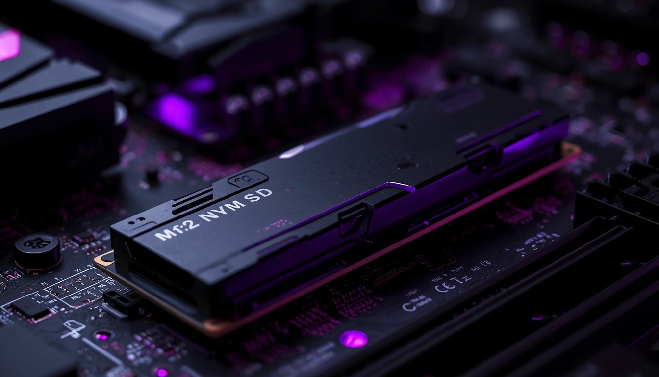 SSD NVMe M.2 instalado na placa-mãe de um PC gamer